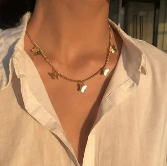 Fashion Minimalist Clavicle Necklace for Retro Gifts Butterfly Gold