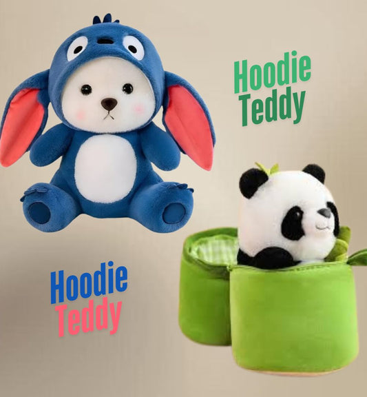 Bamboo Panda and Hoodie Teddy Plush Toy Combo