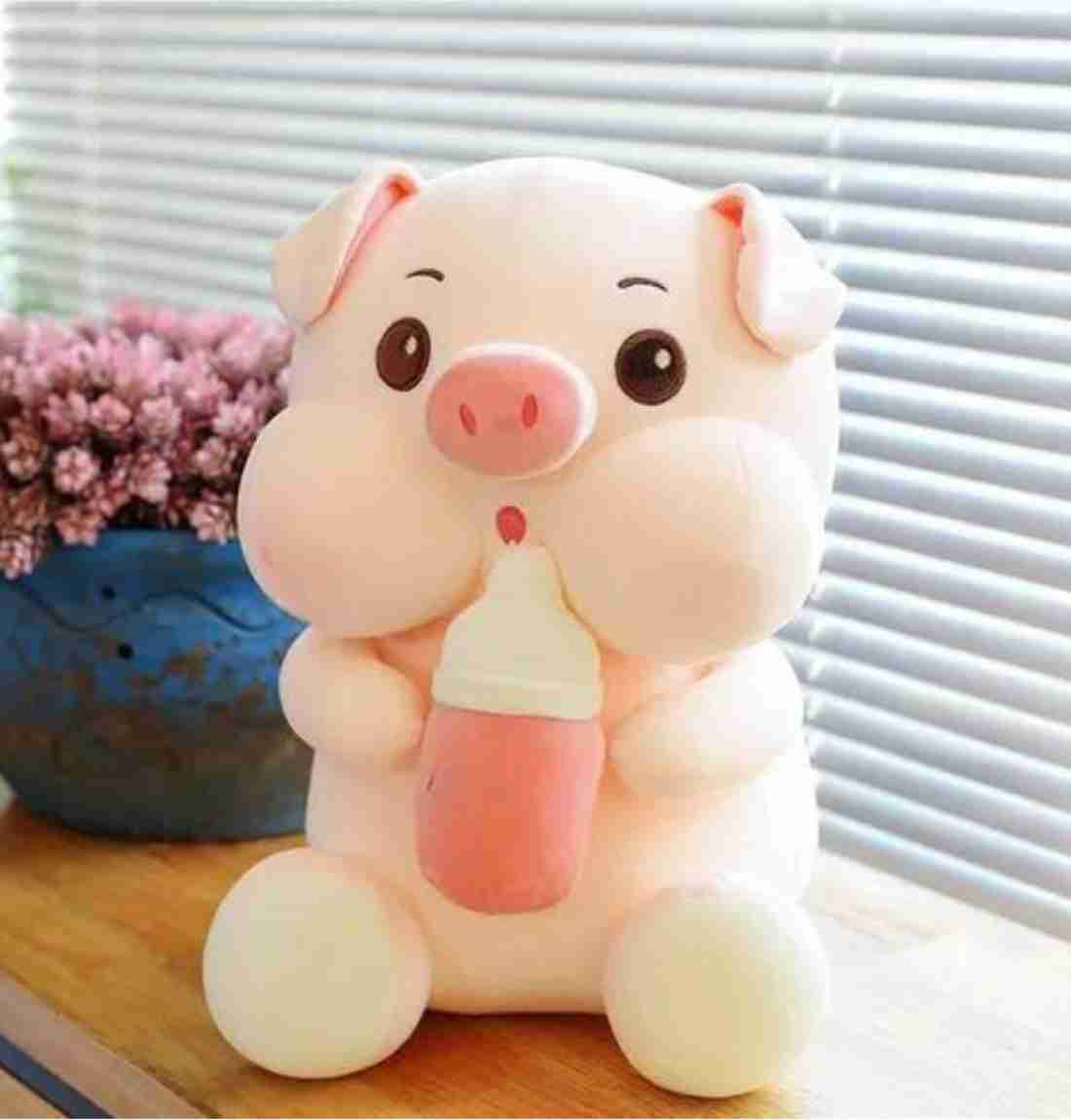 Kawaii Bottle Pig Plush in a Perfect Huggable Size (35 cm)