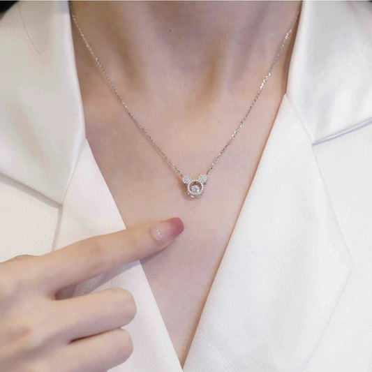 Cute Stainless Steel Silver Mickey Mouse Necklace